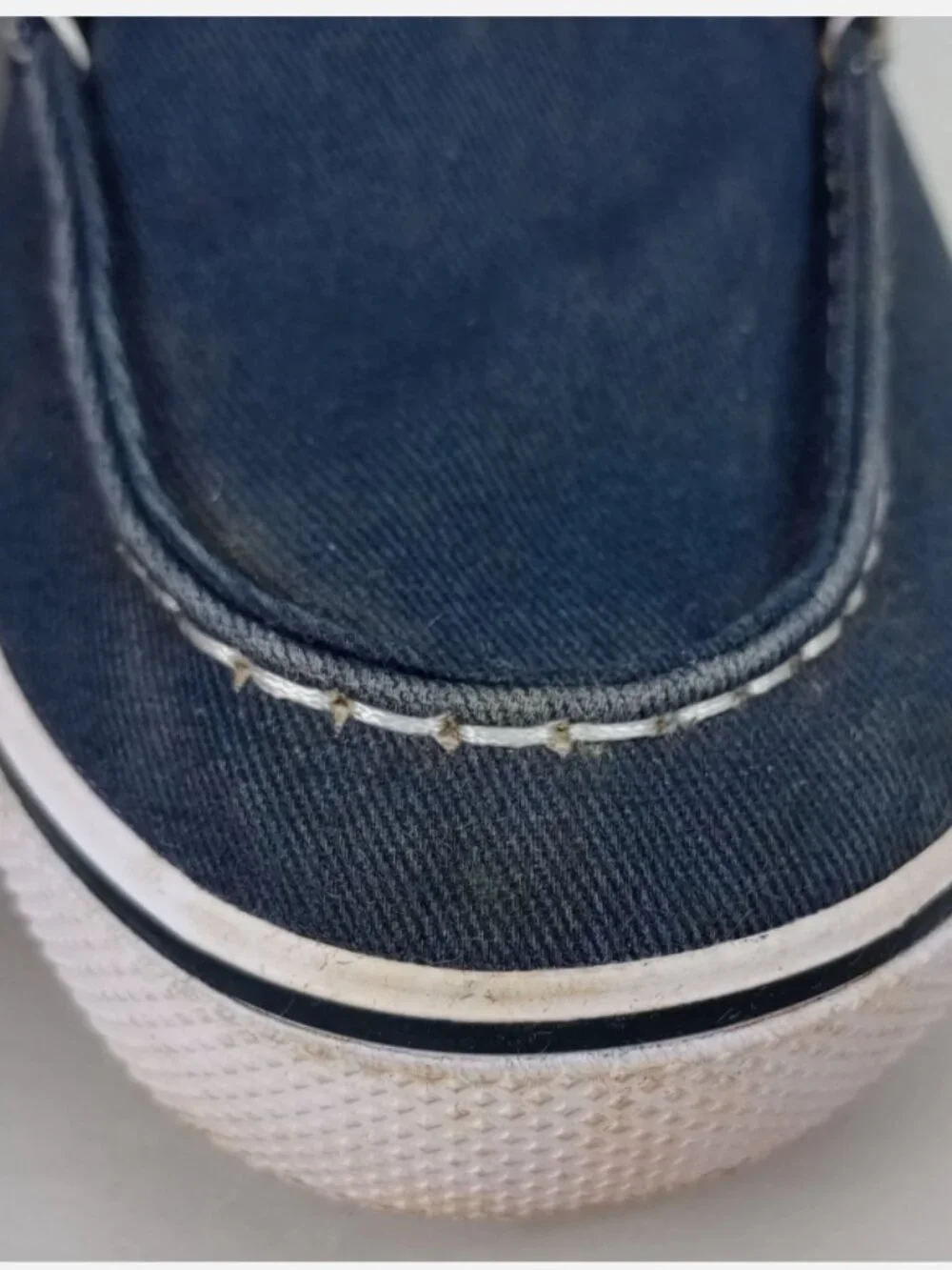 Sperry Top Sider Halyard Mens‎ 4M Blue Canvas 2 Eye White Tie Slip On Boat Shoes